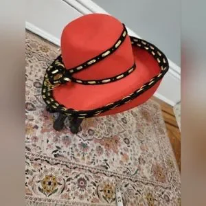 Oscar de La Renta Elegant Red Wide-Brim Hat Red Wide Brim Hat – Oversized Statement Hat – Kentucky Derby  main image 3